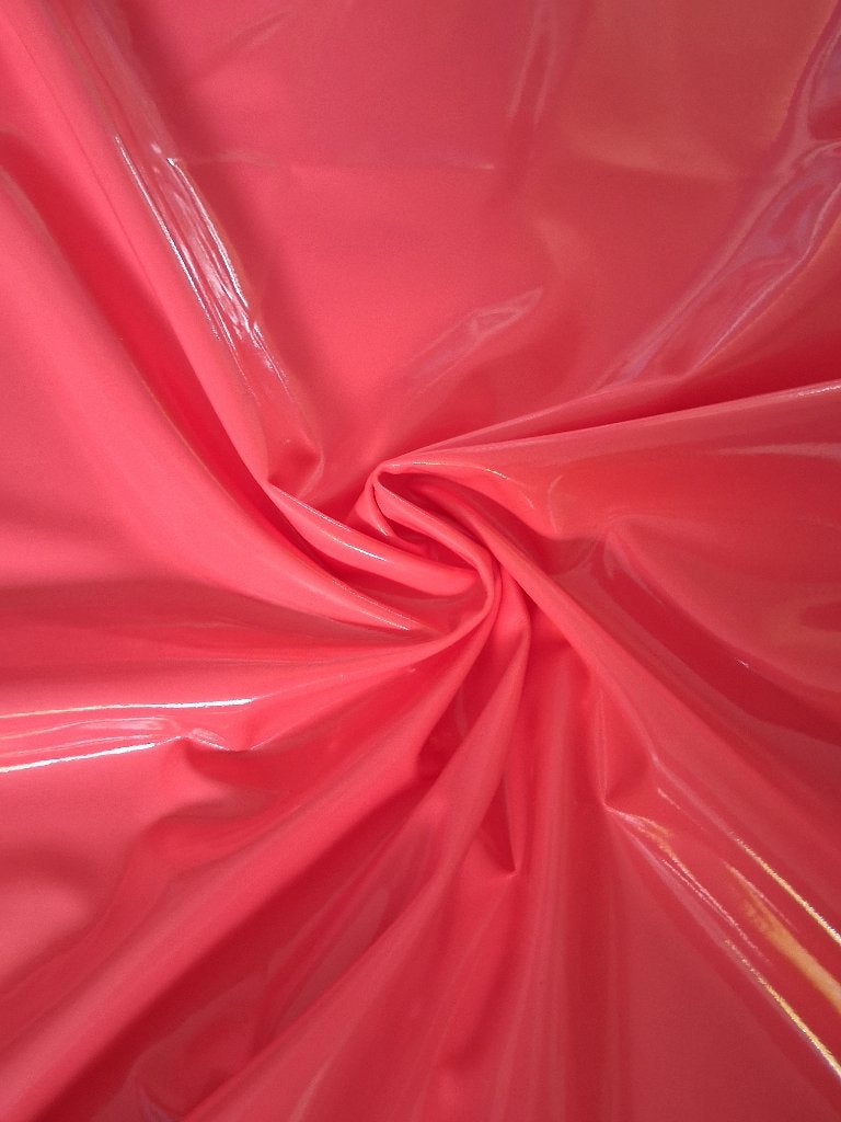 Zacht oranje/koraal lakstof op lycra 4-way stretch, Overige materialen, Overige kleuren, 120 cm of meer, Nieuw