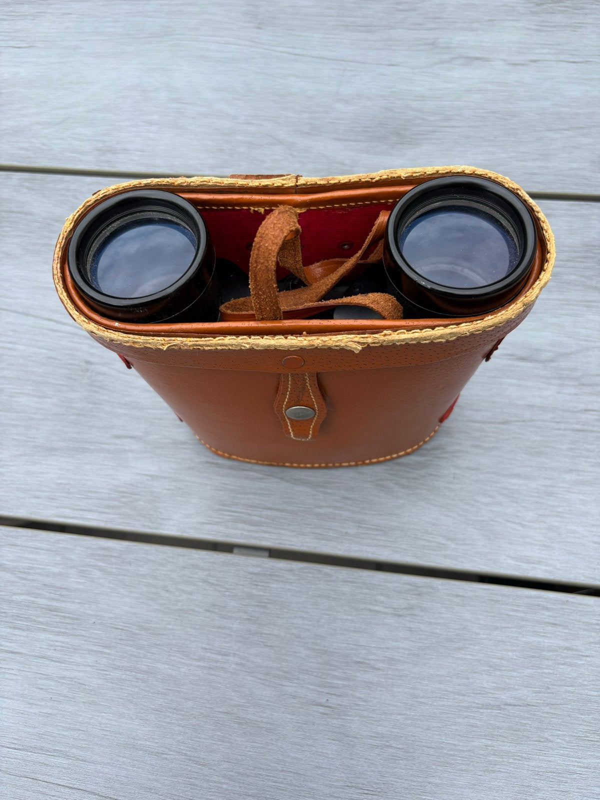 Halina 7x50 verrekijker met leren tas, Gebruikt, Minder dan 8x, Met hoes of tas, Porro (met knik)