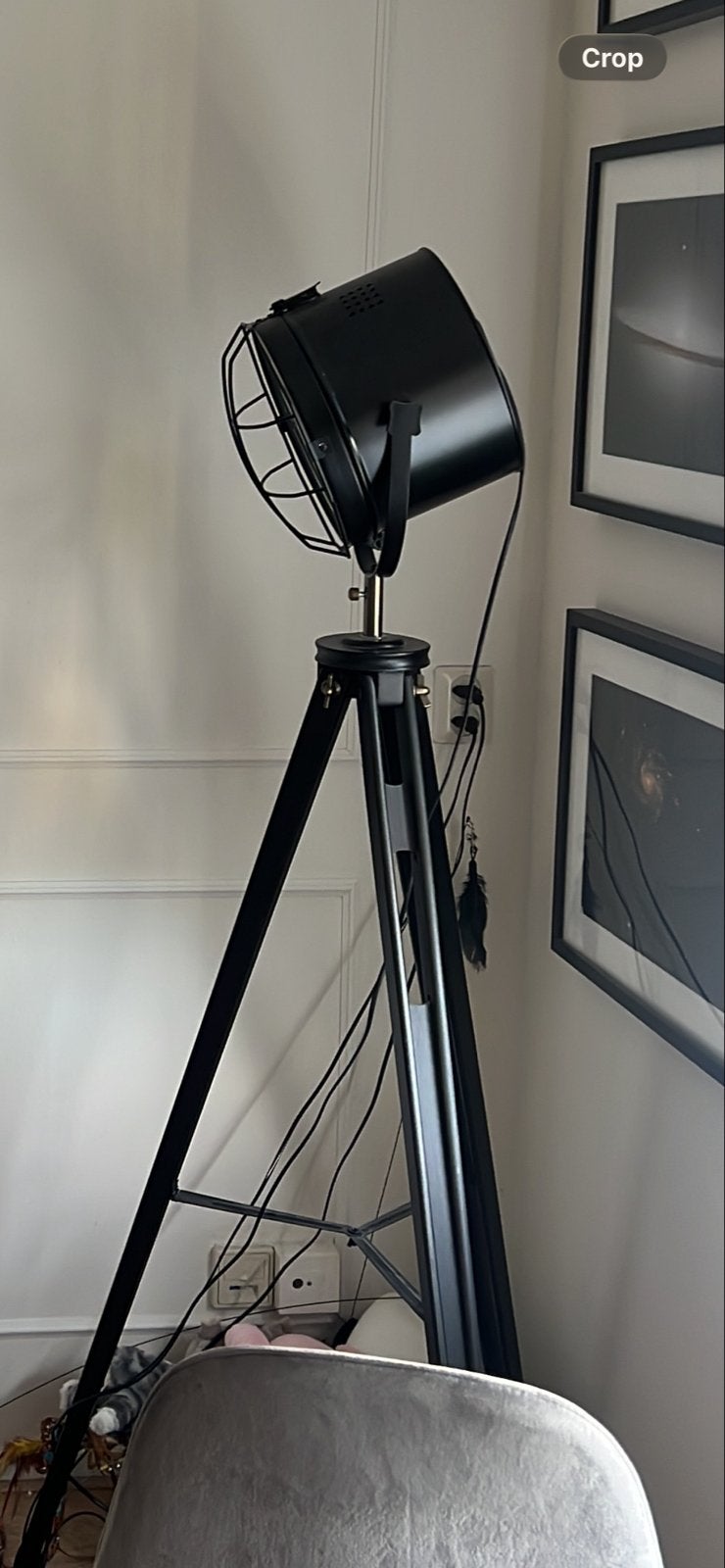 Zwarte Vloerlamp View - Studio Stijl met E27 Fitting, Huis en Inrichting, Ophalen, E27 (groot), Zo goed als nieuw, Metaal