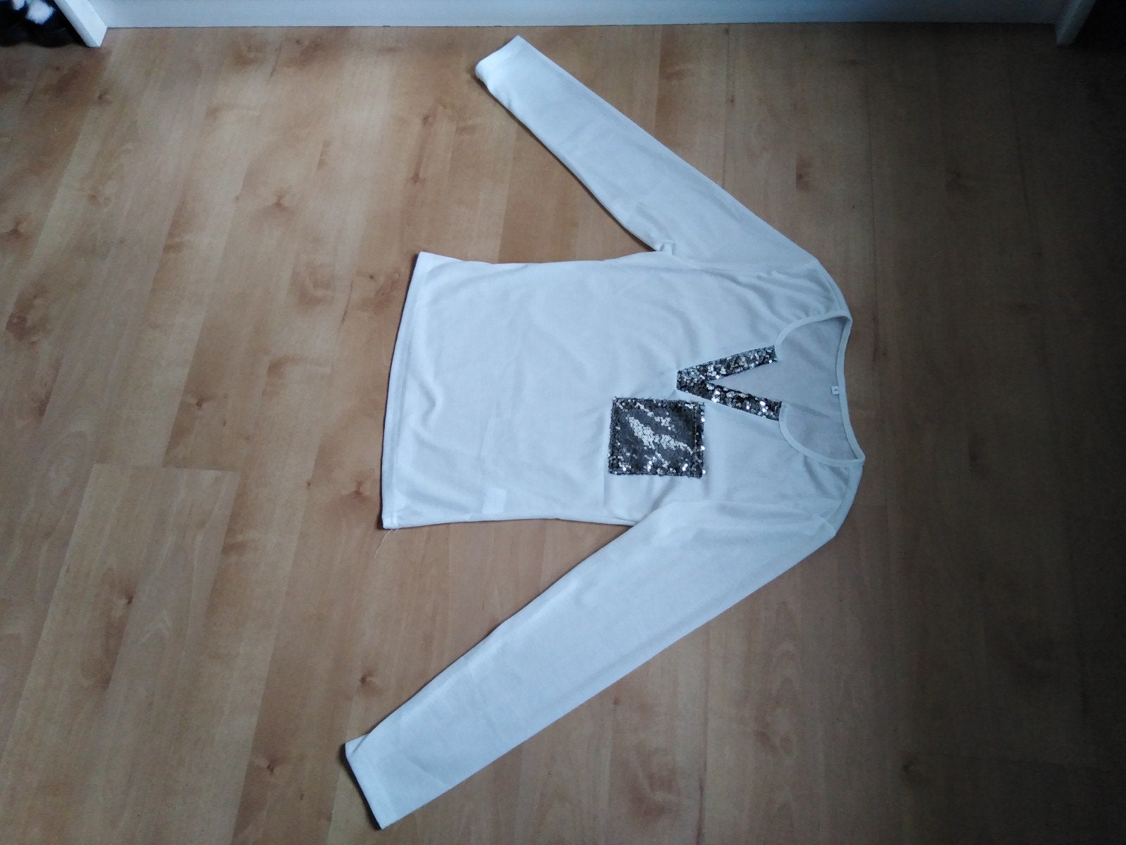 wit shirt met pailietten, Wit, Nieuw, Ophalen of Verzenden, Lange mouw