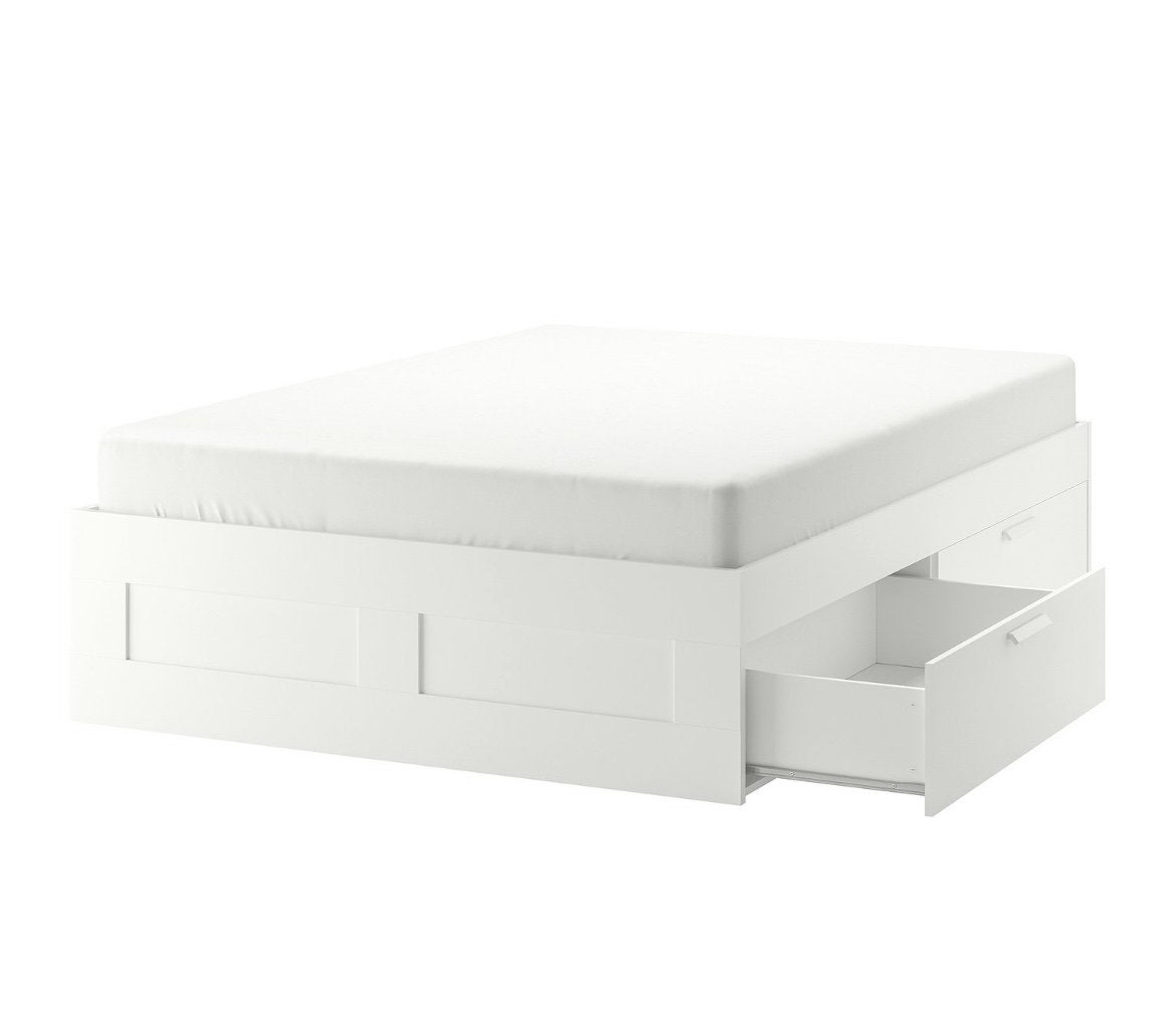 Ikea BRIMNES bedframe 140x200cm met opberglades, Ophalen, Gebruikt, Wit, Tweepersoons