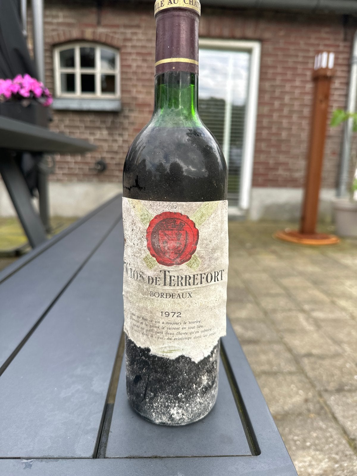 Clos de Terrefort Bordeaux 1972 Rode Wijn, Ophalen of Verzenden, Gebruikt, Frankrijk, Rode wijn