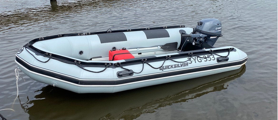 Quicksilver SHD 365 + Handtrailer, Watersport en Boten, Ophalen, Zo goed als nieuw, Peddels, Quicksilver