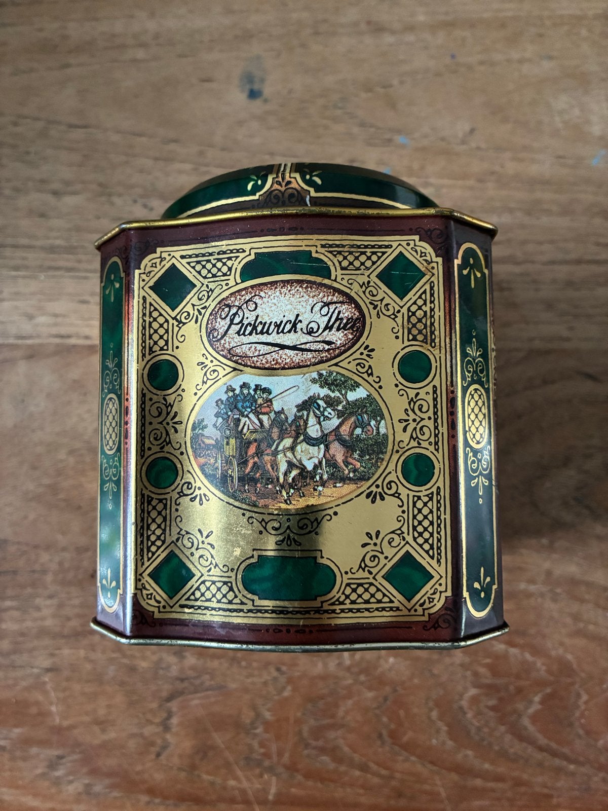 Vintage Pickwick Theebus - Groen met Gouden Details, Verzamelen, Ophalen, Gebruikt, Thee, Pickwick