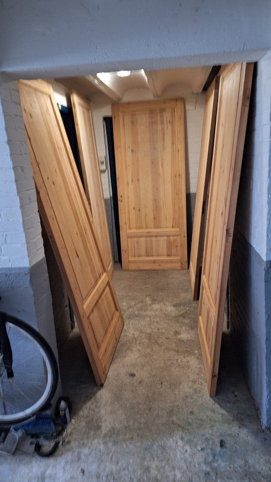 7 Grenen paneeldeuren 93x222cm prijs per stuk, Ophalen, Gebruikt, 80 tot 100 cm, 215 cm of meer