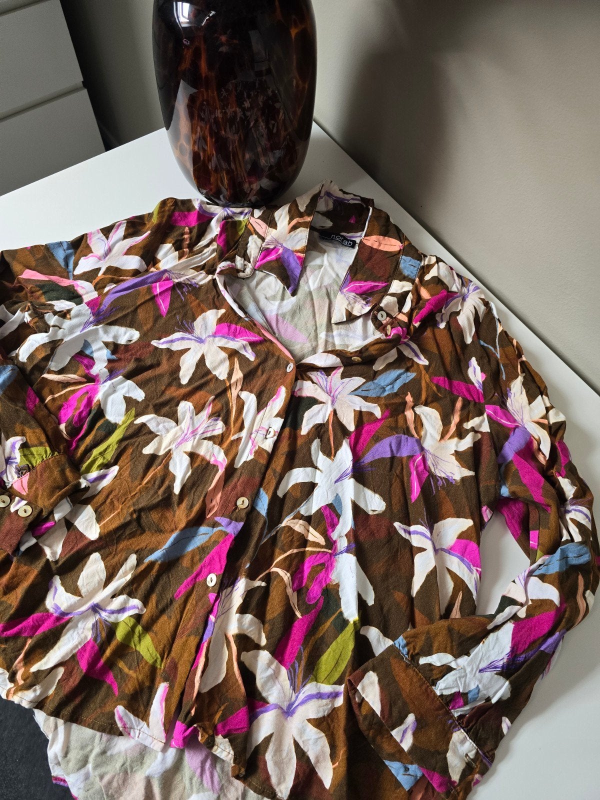 Norah Blouse met Bloemenprint - Maat 48 (valt als 44-46), Meerkleurig, Maat 42/44 (L), Ophalen of Verzenden, Gedragen
