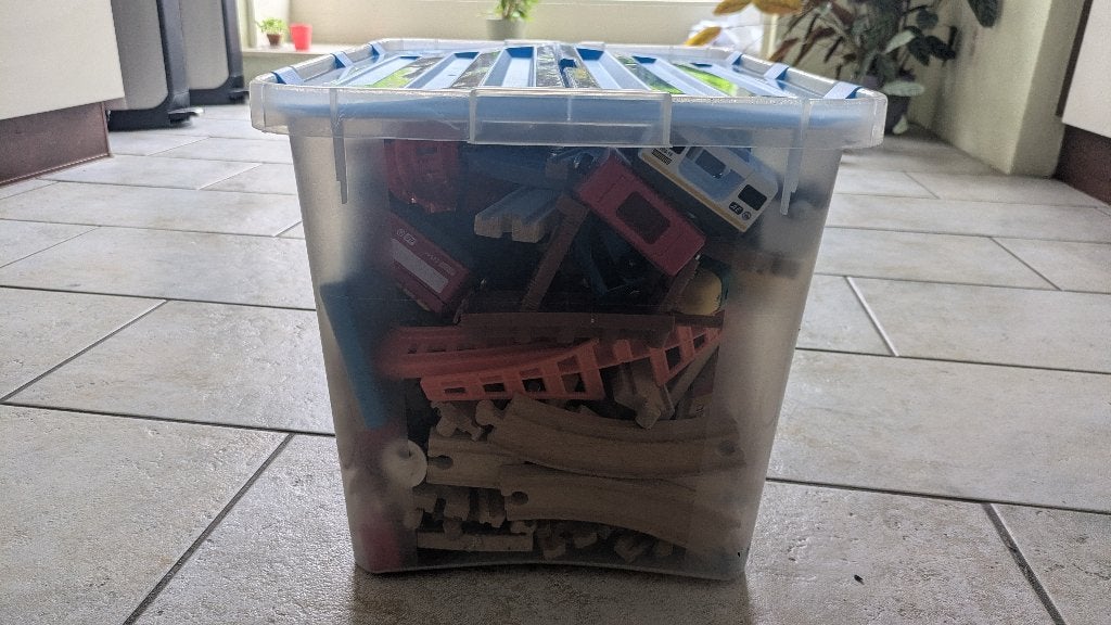 Houten treinbaan onderdelen, Kinderen en Baby's, Speelgoed | Houten speelgoed, Ophalen, Gebruikt, Overige typen