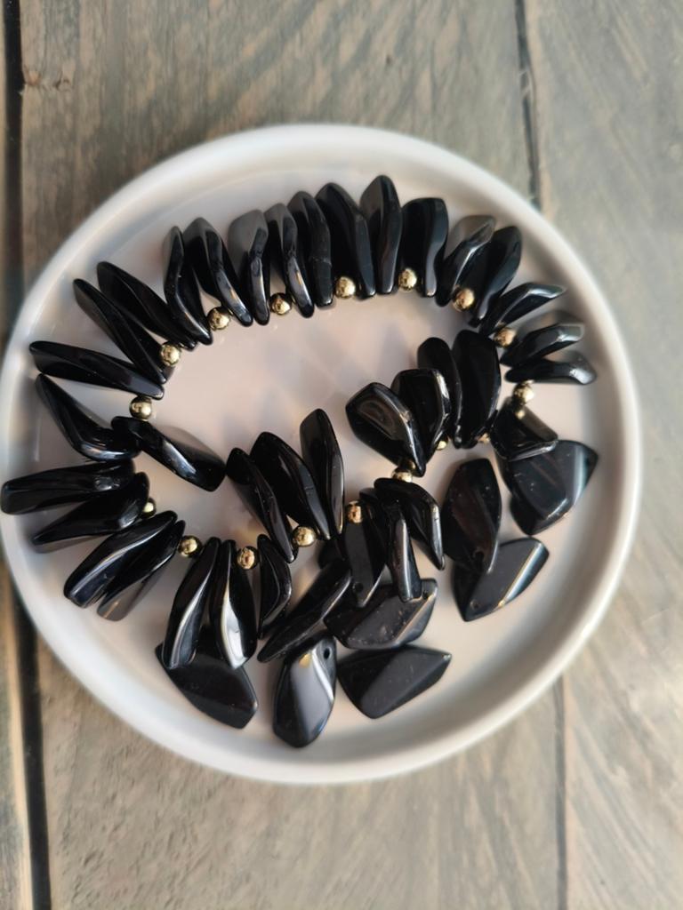 Zwarte Edelsteen Chips Kralen voor Sieraden, Overige materialen, Met bedels of kralen, Zwart, Nieuw