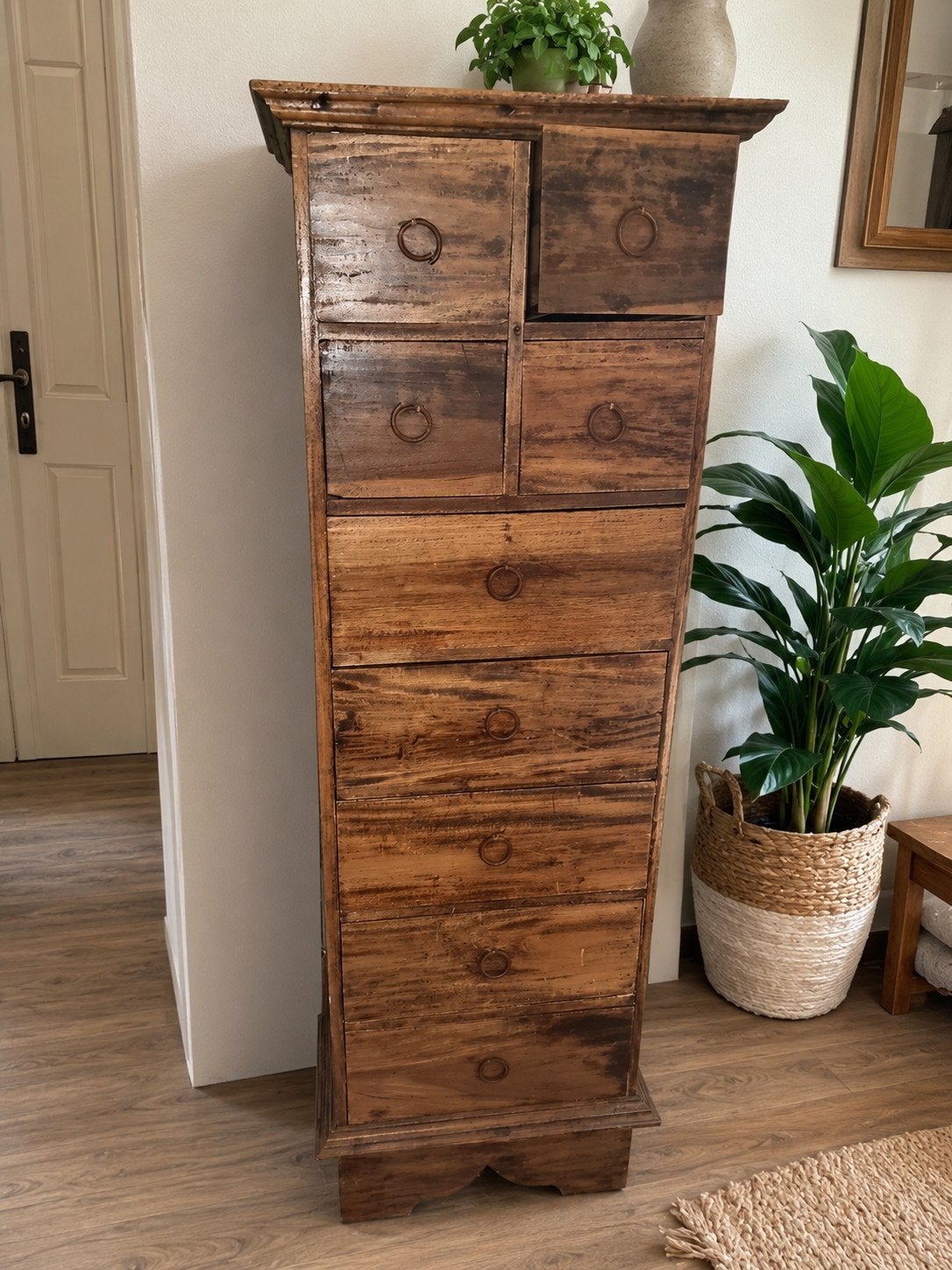 Massief houten ladenkast – zeer zwaar, Ophalen