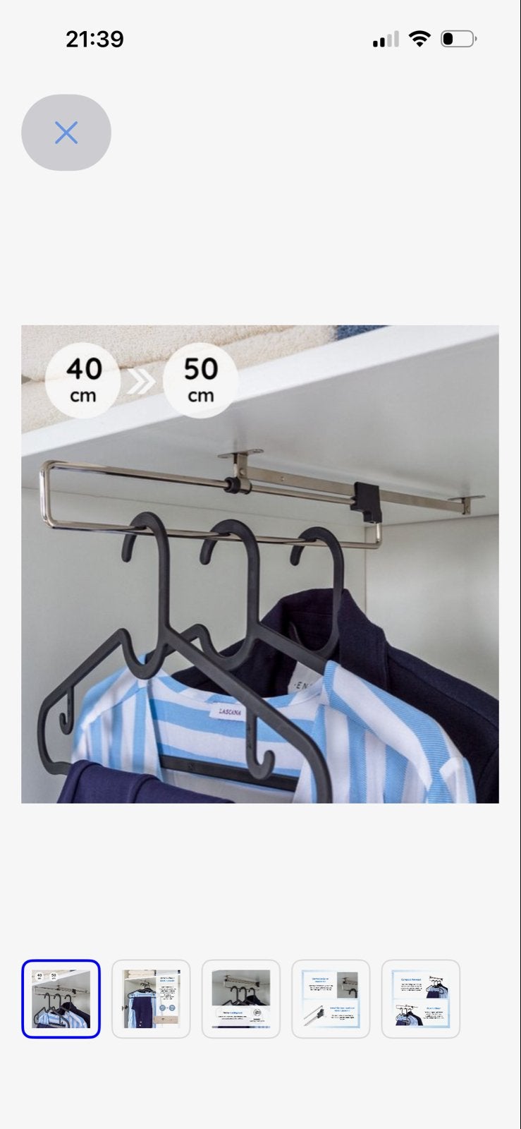 Eleganca Uitschuifbare Kledingroede 2 stuks - Nieuw, Huis en Inrichting, Kasten | Kledingkasten, Minder dan 50 cm, Nieuw, Ophalen of Verzenden