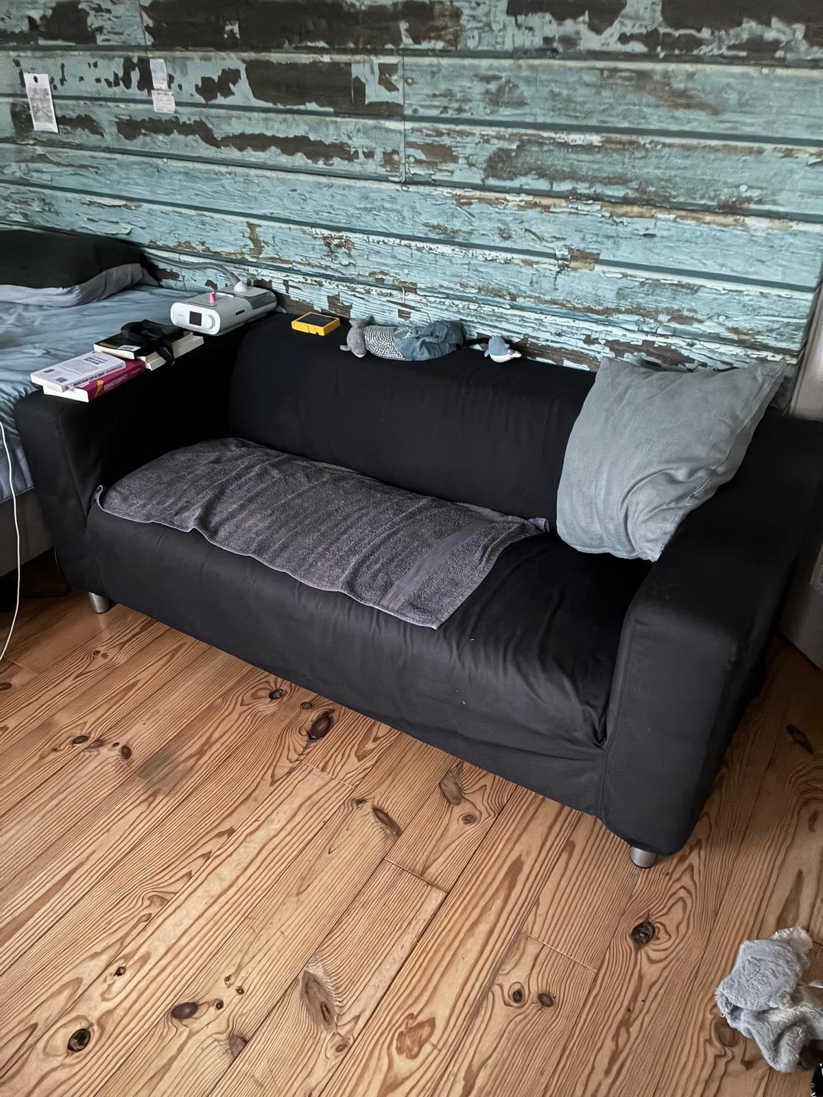 Compacte zwart bankje 180 x 85 cm. Afneembare hoes., Huis en Inrichting, Banken | Bankstellen, Ophalen, 150 tot 200 cm, Tweepersoons