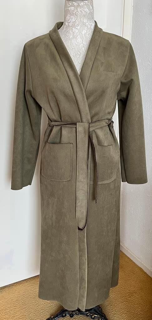 Mosgroen lang jasje maat 42/44, Kleding | Dames, Maat 42/44 (L), Ophalen of Verzenden, Zo goed als nieuw, Jasje