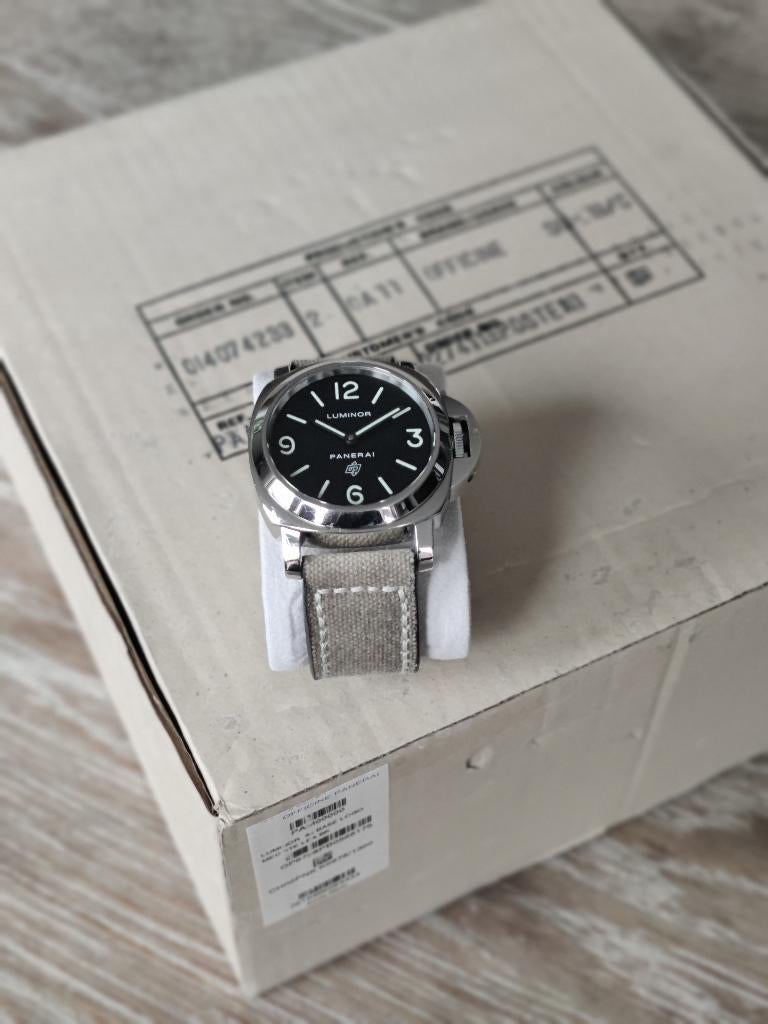 Panerai Base Logo full set, Sieraden, Tassen en Uiterlijk, Horloges | Heren, Leer, Staal, Polshorloge, Zo goed als nieuw