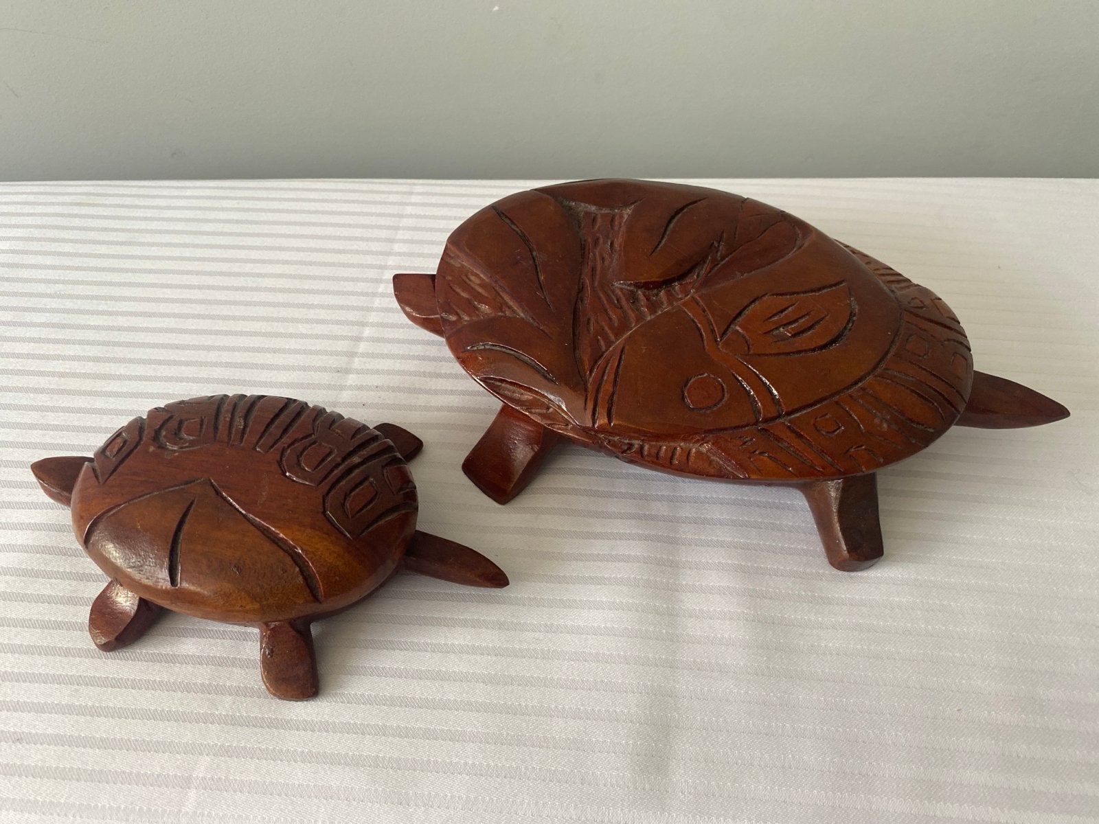 Set van 2 handgesneden houten schildpadden, decoratief, Ophalen of Verzenden