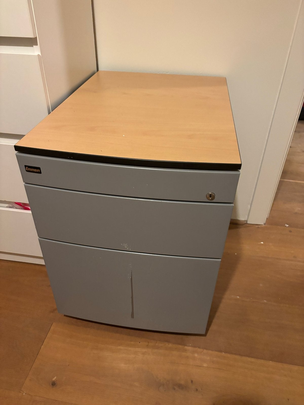 Emmem ladeblok met 3 laden - Grijs/Hout, Ophalen, Minder dan 50 cm, Gebruikt, 3 of 4 laden