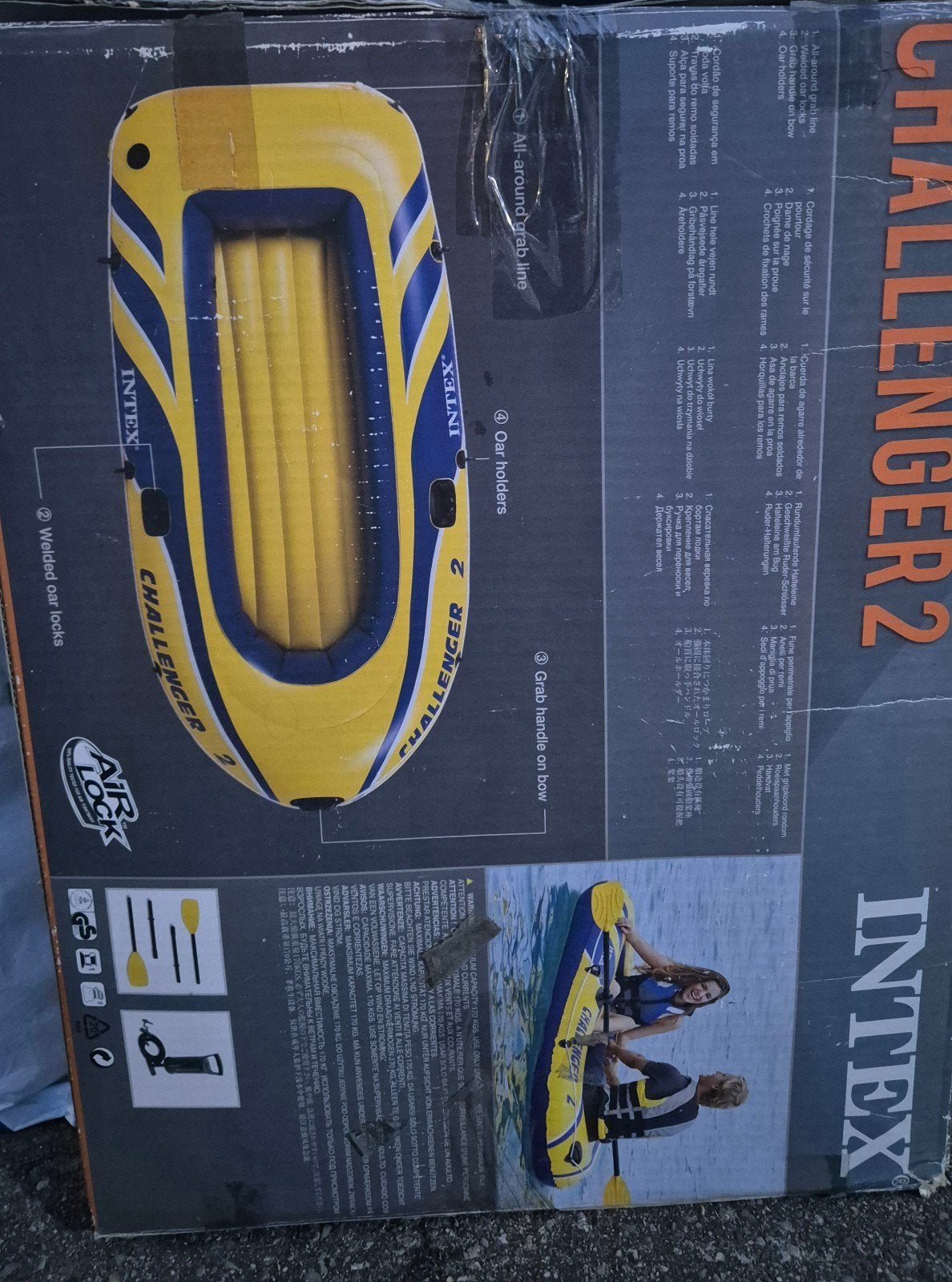 Intex Challenger 2 opblaasboot met peddels, Ophalen of Verzenden, Gebruikt