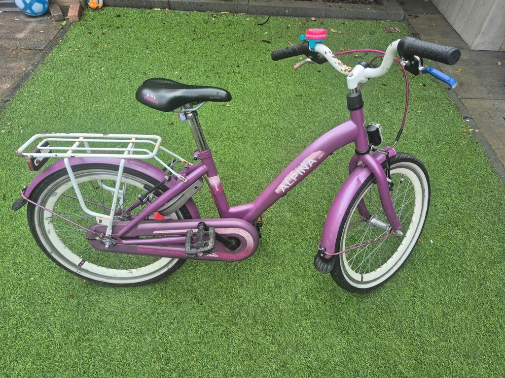 Alpina meisjesfiets 20 inch - paars, Fietsen en Brommers, Fietsen | Meisjes, Ophalen, Gebruikt, Velgrem, Alpina