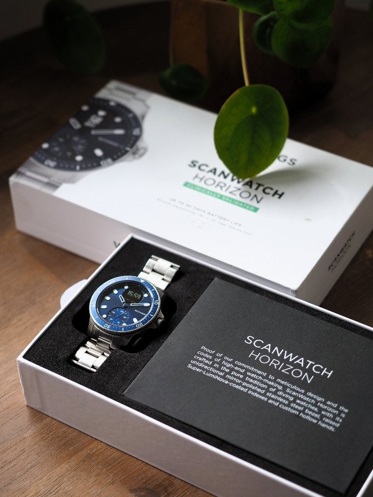 Withings ScanWatch Horizon (Blauw) - Compleet en origineel, Blauw, Withings, Ophalen of Verzenden, Zo goed als nieuw