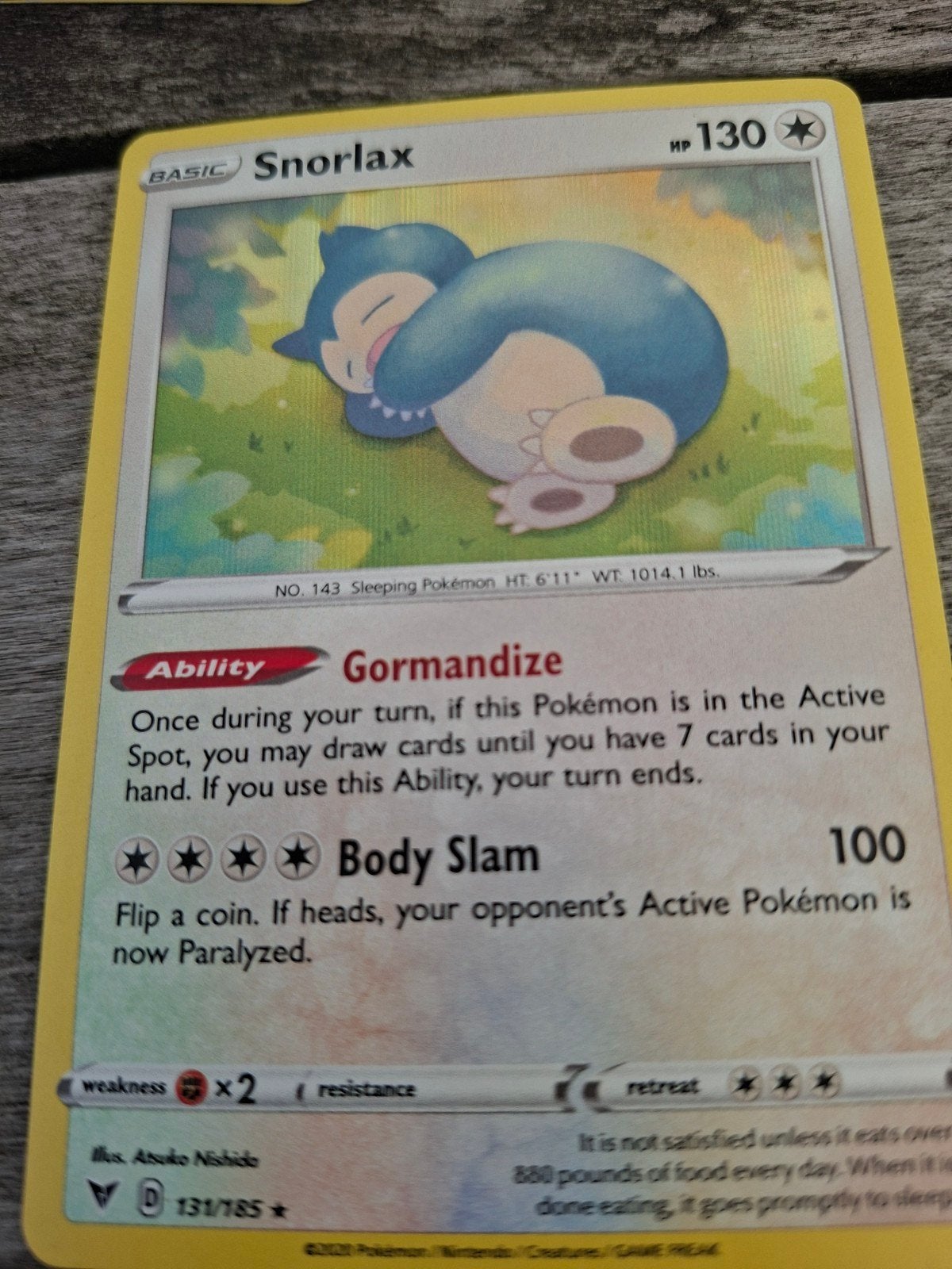 Pokémon Kaart Snorlax 131/185 - Basic - Zo goed als nieuw, Ophalen of Verzenden