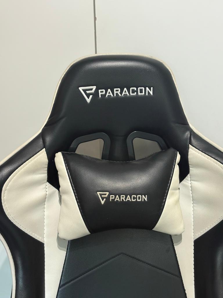 Paracon Gaming Stoel - Zwart/Wit - Gebruikt, Ophalen, Gebruikt, Zwart, Leer
