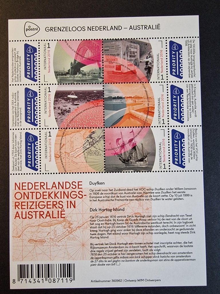 2016 Va 3441-3446 Grenzeloos Nederland Australie Priority, Ophalen of Verzenden, Na 1940, Postfris