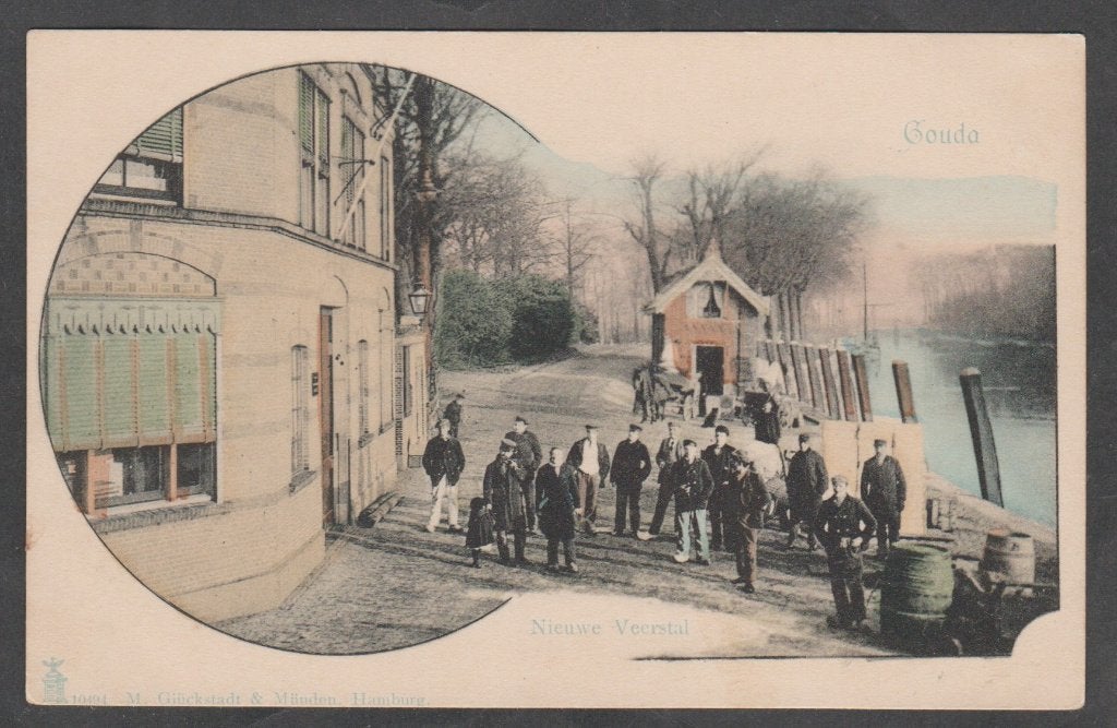 gouda nieuwe veerstad met mensen, Verzenden, Voor 1920, Ongelopen, Zuid-Holland