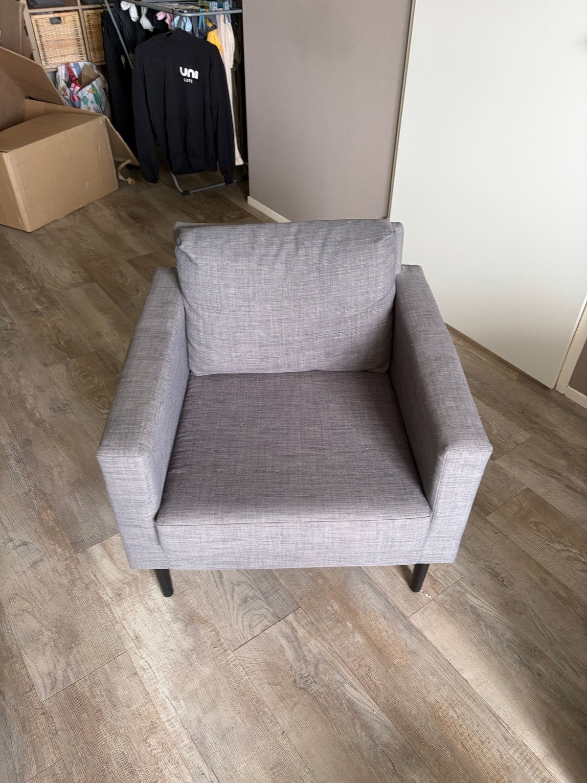 IKEA fauteuil grijs - Ophalen bij Lelylaan, Huis en Inrichting, Ophalen, Gebruikt, 75 tot 100 cm, Stof