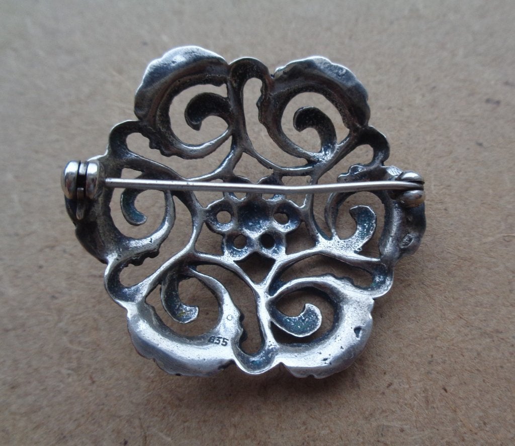 zilveren antieke ronde broche [356], Sieraden, Tassen en Uiterlijk, Antieke sieraden, Verzenden, Zilver, Broche