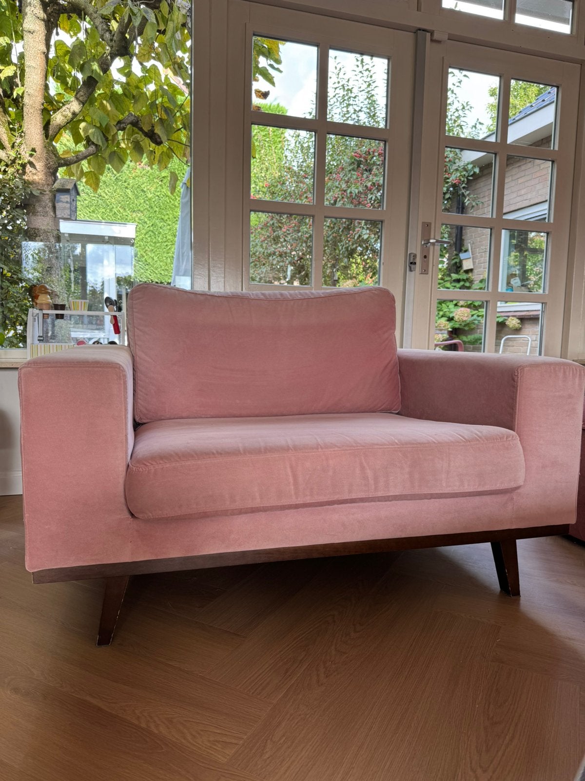 Wehkamp NOUS living torino roze velvet loveseat, Ophalen, Gebruikt, 75 tot 100 cm, 100 tot 125 cm