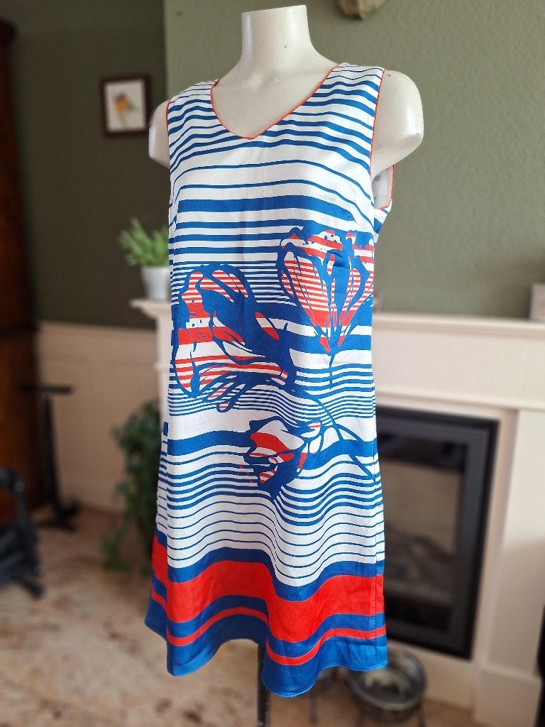 Atmos blauw wit rood maritiem jurk NL 40, Kleding | Dames, Maat 38/40 (M), Knielengte, Gedragen, Verzenden