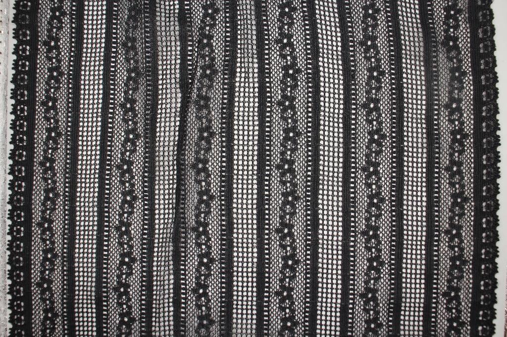 Elastisch Kant - zwart gestreept design bloemen 22cm #3955, Ophalen of Verzenden, Nieuw, Kant