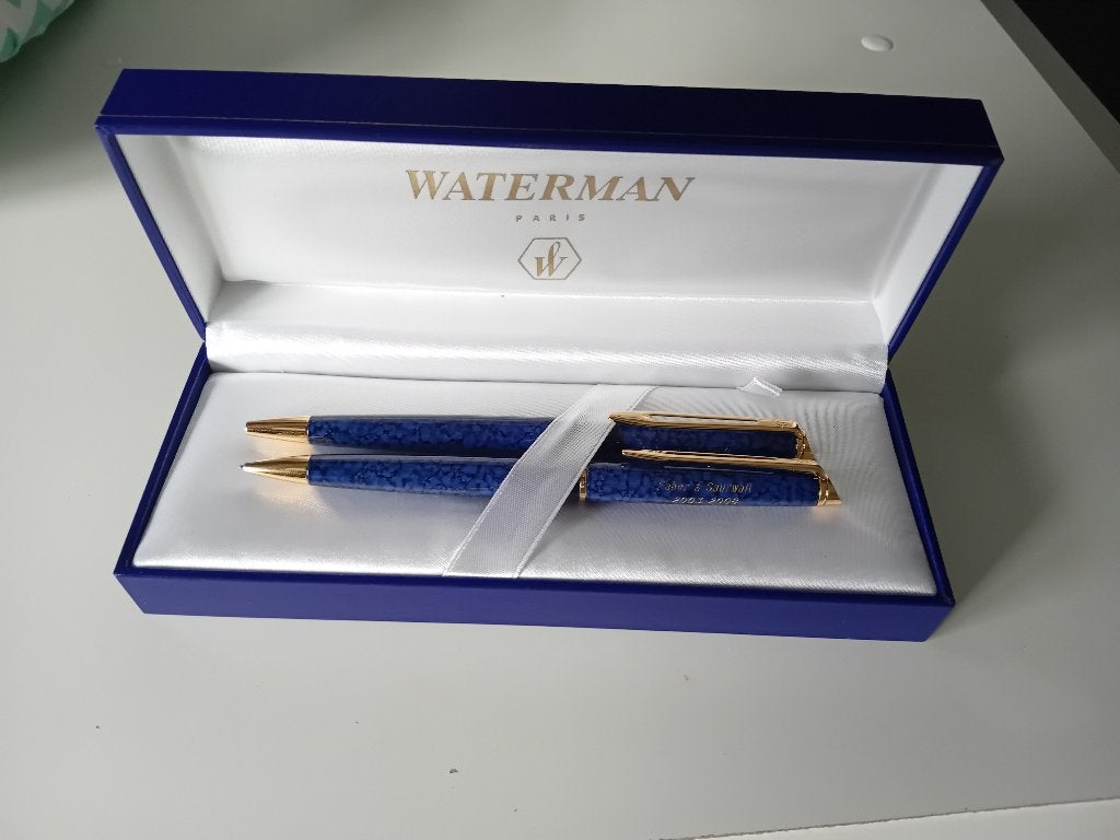 Waterman Hémisphère pennenset – Blue Marble, Verzamelen, Pennenverzamelingen, Pennenset, Nieuw, Ophalen of Verzenden, Met reclame