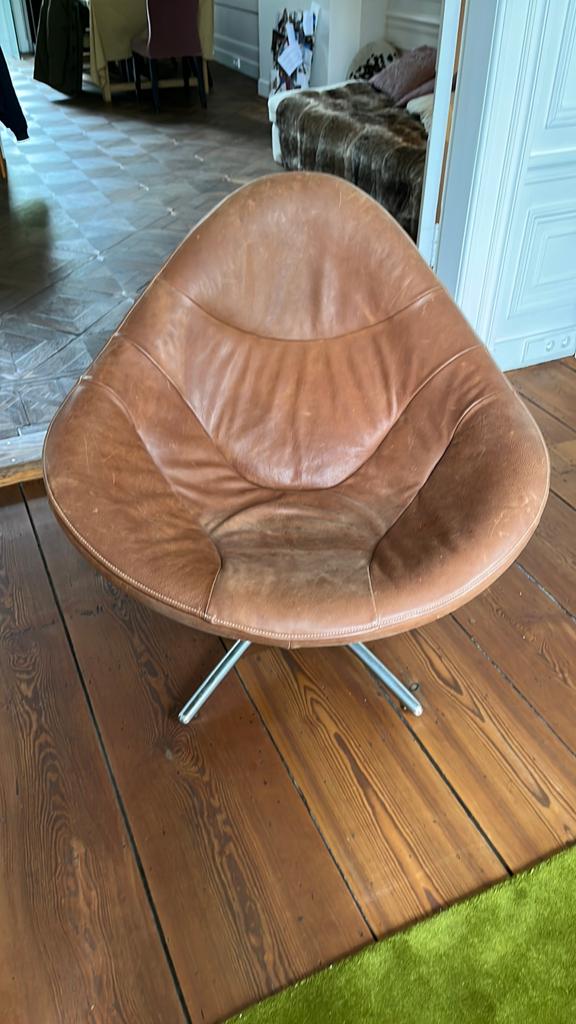 Te koop een of twee fauteuils,, Ophalen, Bruin, Leer, Twee