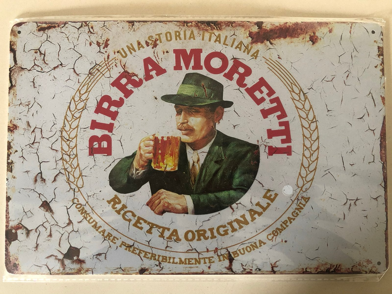 Birra Moretti metalen wandbord 30x20 mancave nieuw, Verzamelen, Biermerken, Ophalen of Verzenden, Nieuw, Reclamebord, Plaat of Schild