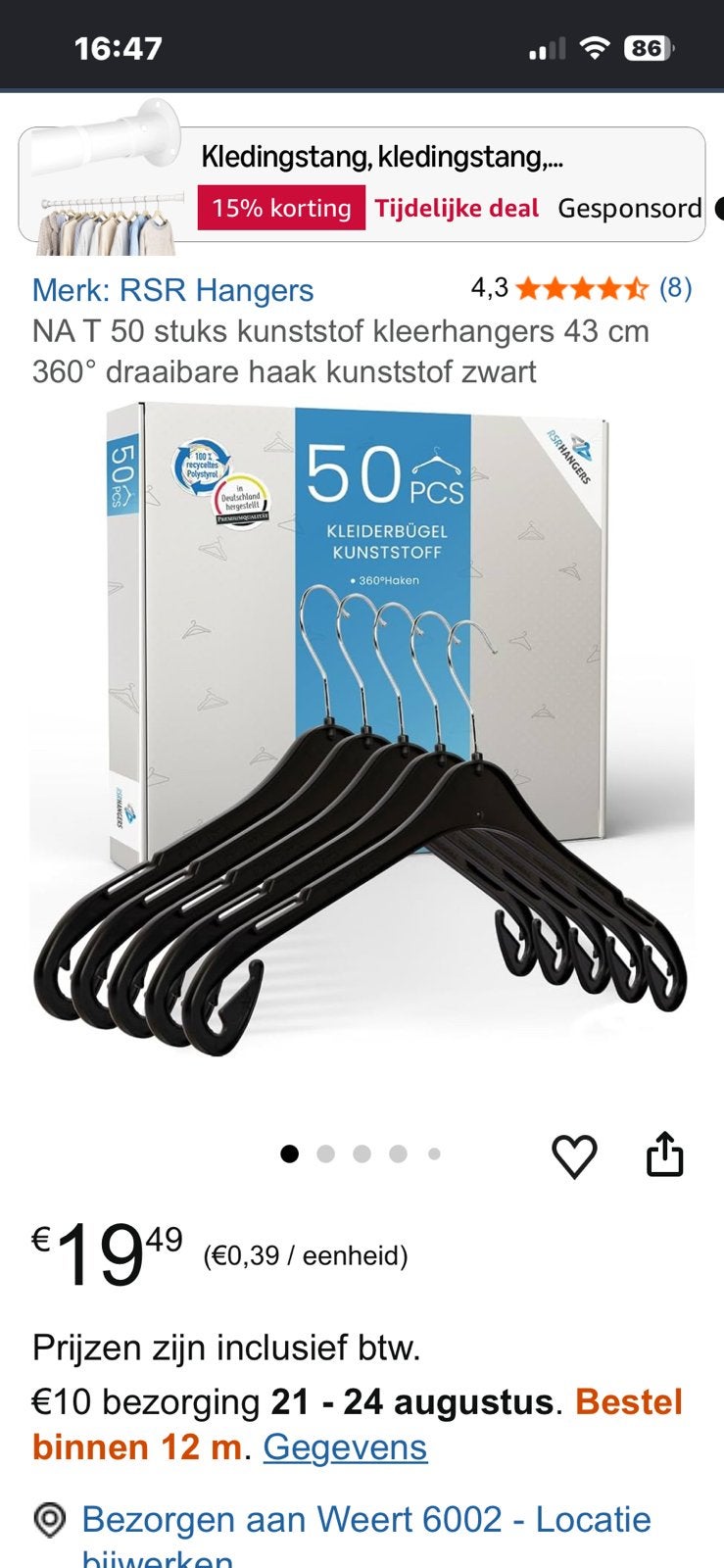 Plastic kledinghangers, Ophalen of Verzenden, Zo goed als nieuw, Kunststof