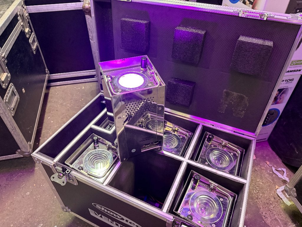 6x Showtec Event spot 1800 Q4 Accu LED Par + Flightcase, Muziek en Instrumenten, Ophalen of Verzenden, Gebruikt, Licht
