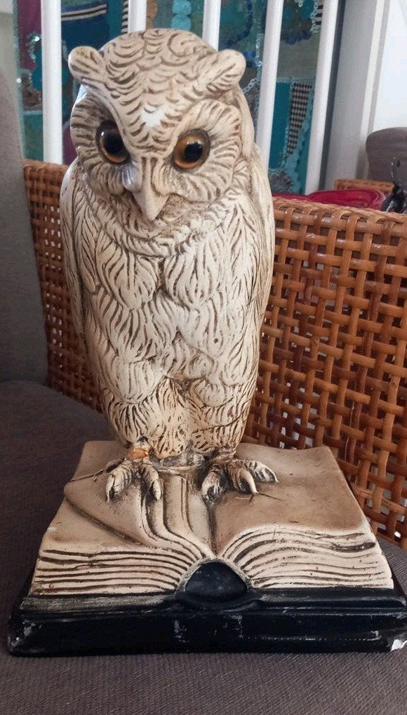 Uil boekensteun - Vintage decoratie, Vintage, Gebruikt, Beige, Ophalen of Verzenden