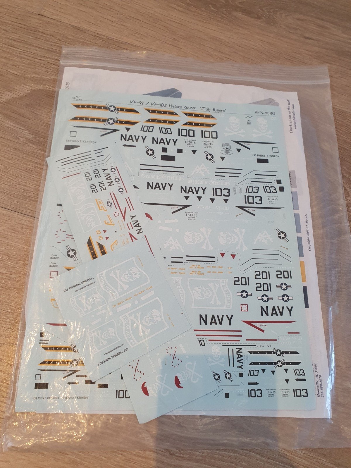 1:48 en 1:72 F-14 VF Decals VF-84 & VF-103 Jolly Rogers, Ophalen, Groter dan 1:72, Overige merken