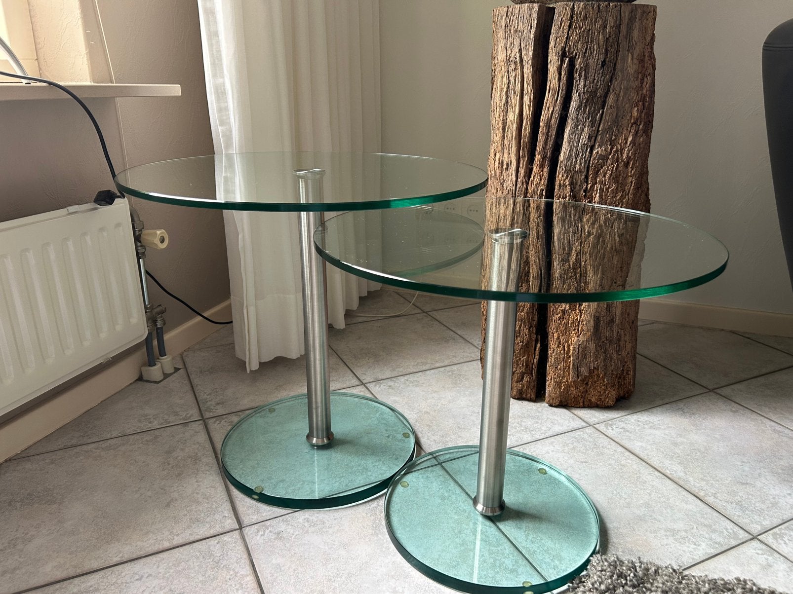 Metaform bijzettafels glas, Ophalen, Gebruikt, Rond, Minder dan 50 cm