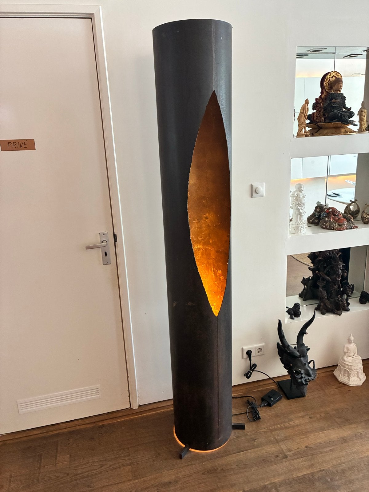 Koot Light & Design vloerlamp 200 cm | bladgoud designobject, Ophalen, Gebruikt, 200 cm of meer, Jugendstill, art deco