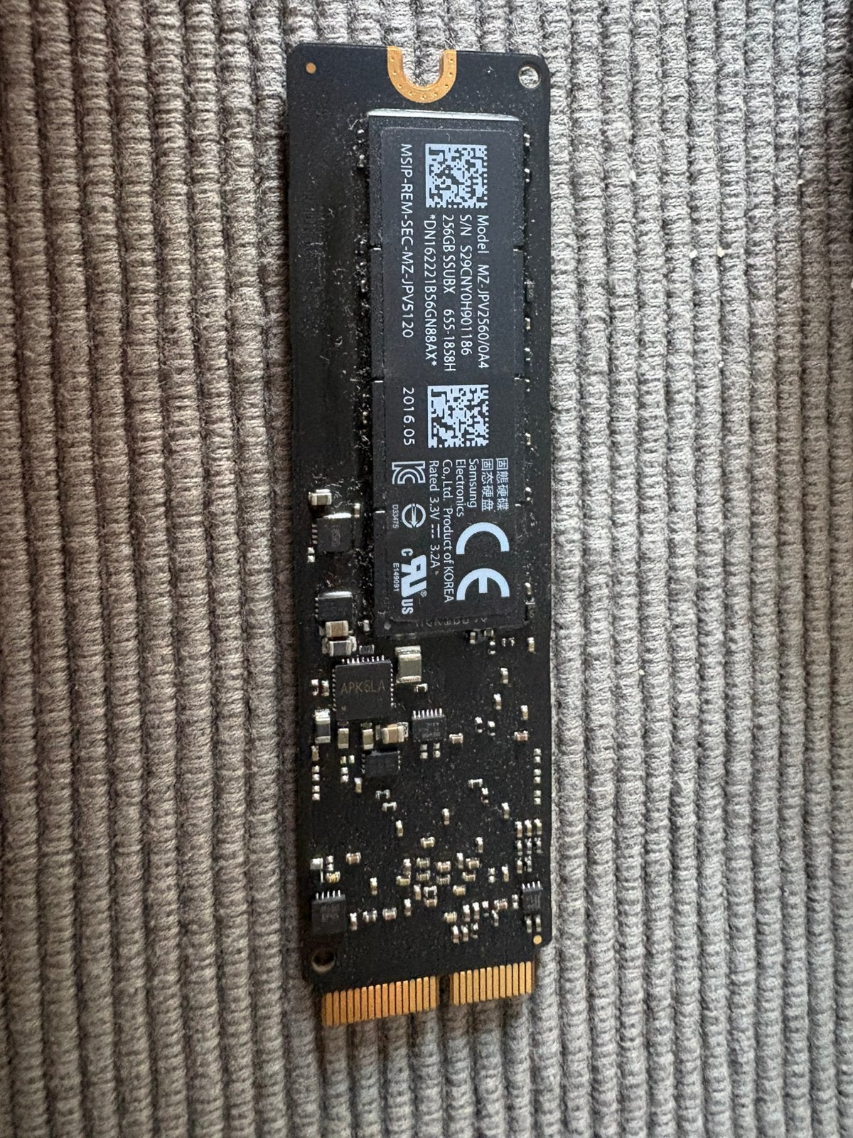 Apple 256gb ssd mz-jpv2560/0a4, Computers en Software, Harde schijven, Intern, Gebruikt, SSD, Ophalen of Verzenden