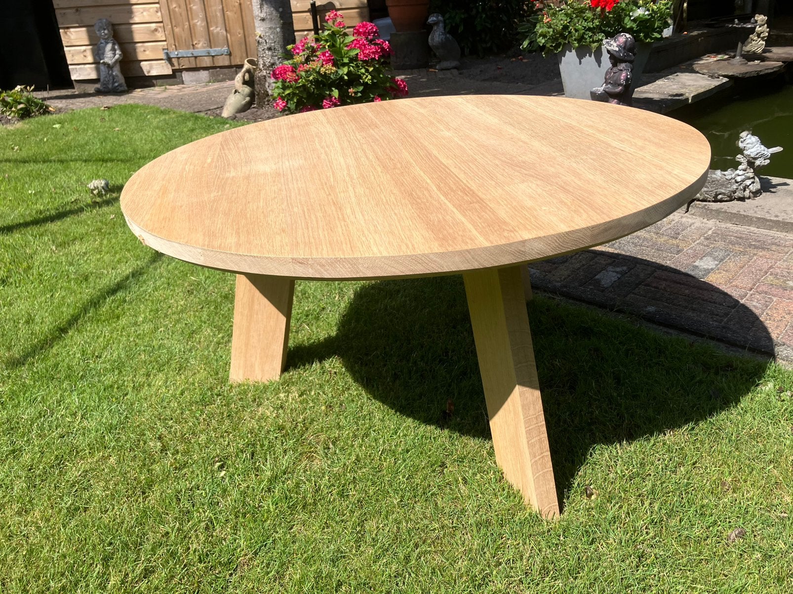 Eiken salontafel onbehandeld, 100 tot 150 cm, Zo goed als nieuw, Rechthoekig, 50 tot 100 cm