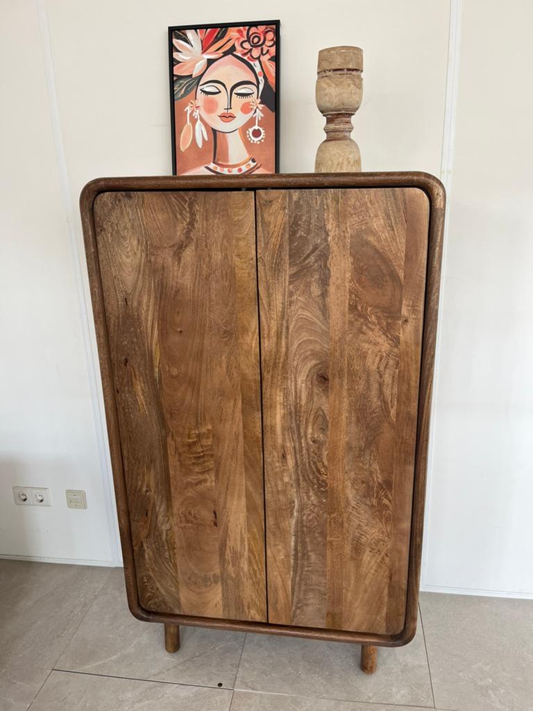 Magazijn leegverkoop nieuwe dichte kast retro mangohout 499, Nieuw, Ophalen of Verzenden, Info@wkhome.nl, Argonweg 20 Amersfoort