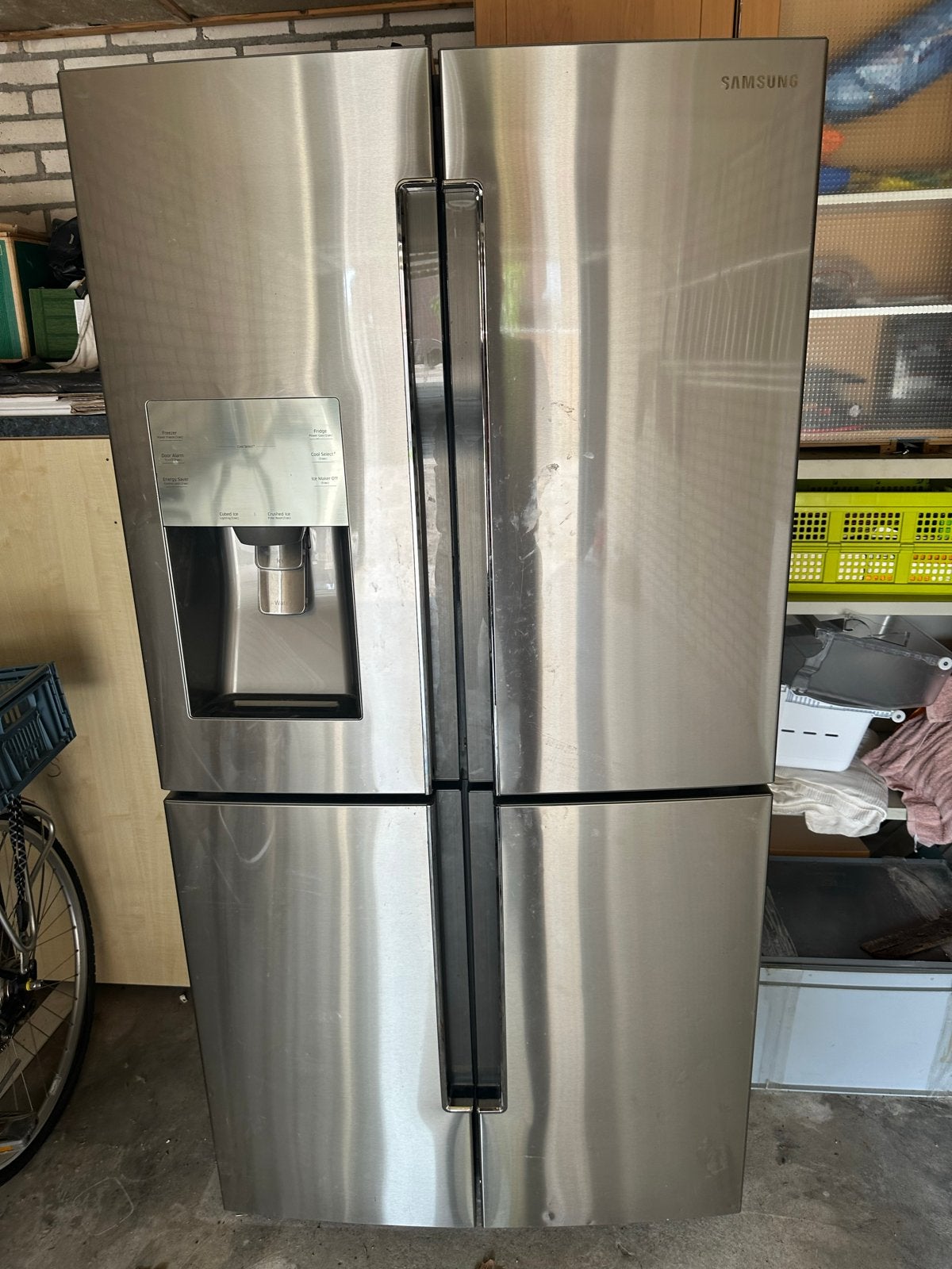 Samsung Amerikaanse Koelkast - RVS - Met Icemaker, Gebruikt, 200 liter of meer, 60 cm of meer, Met aparte vriezer