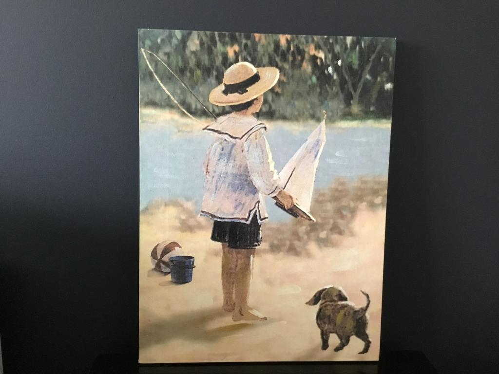 Decoratieve decoratie, jongetje met bootje, Ophalen of Verzenden, Zo goed als nieuw, Minder dan 50 cm, Schilderij