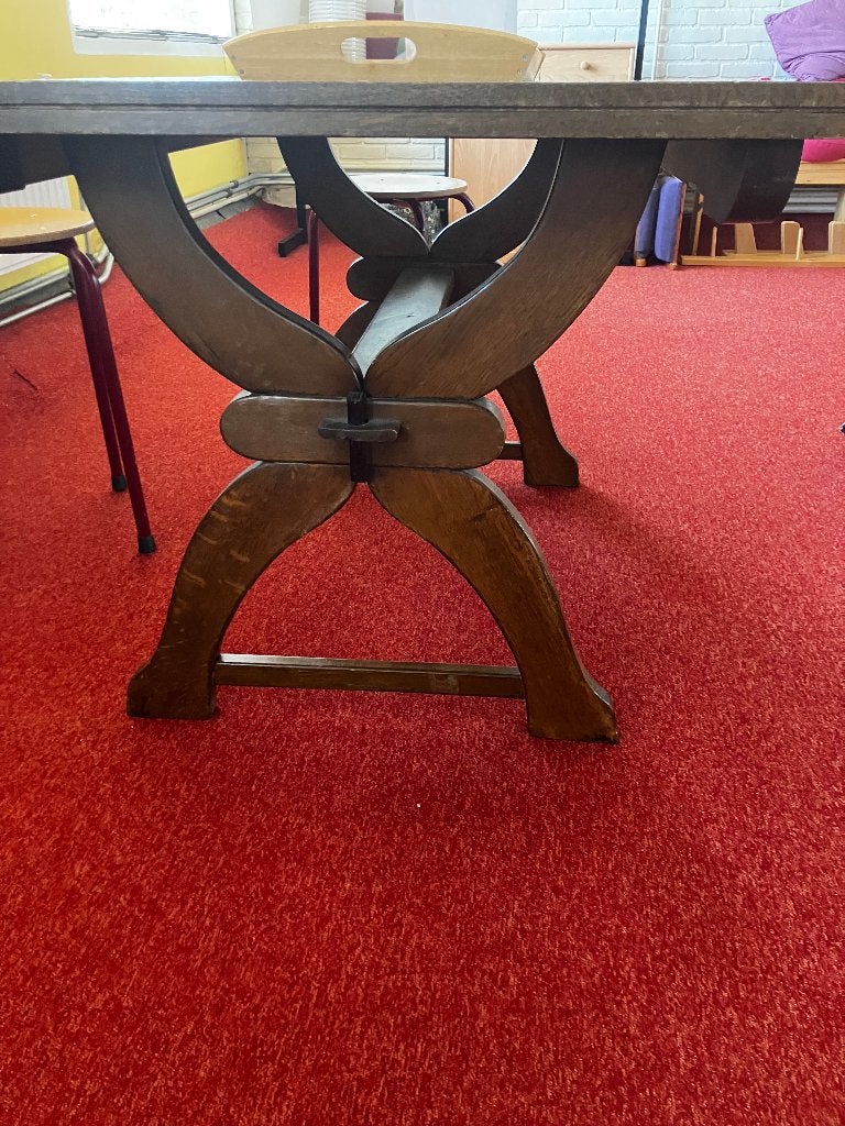 massief eiken tafel jaren 70, Ophalen, Gebruikt, 100 tot 150 cm, Eikenhout