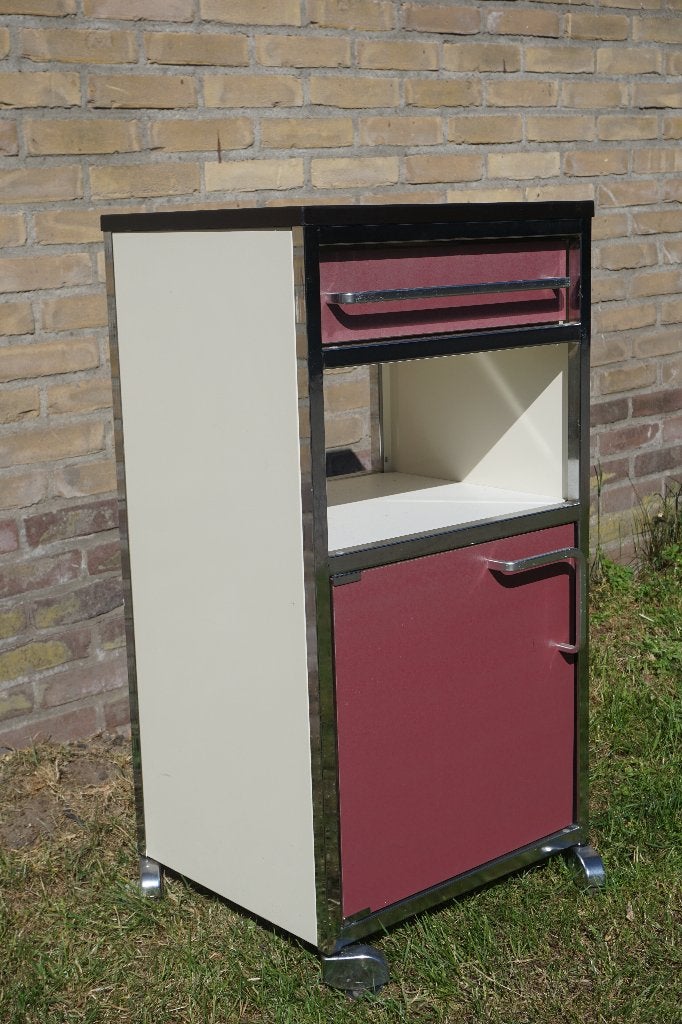 Rijdbaar ziekenhuiskastje, medicijnenkastje nachtkastje, Huis en Inrichting, Slaapkamer | Nachtkastjes, Ophalen, Gebruikt, Minder dan 45 cm