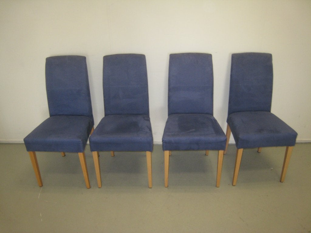Set van 4 blauwe stoelen, Huis en Inrichting, Stoelen, Niet ingevuld, Gebruikt, Niet ingevuld, Niet ingevuld