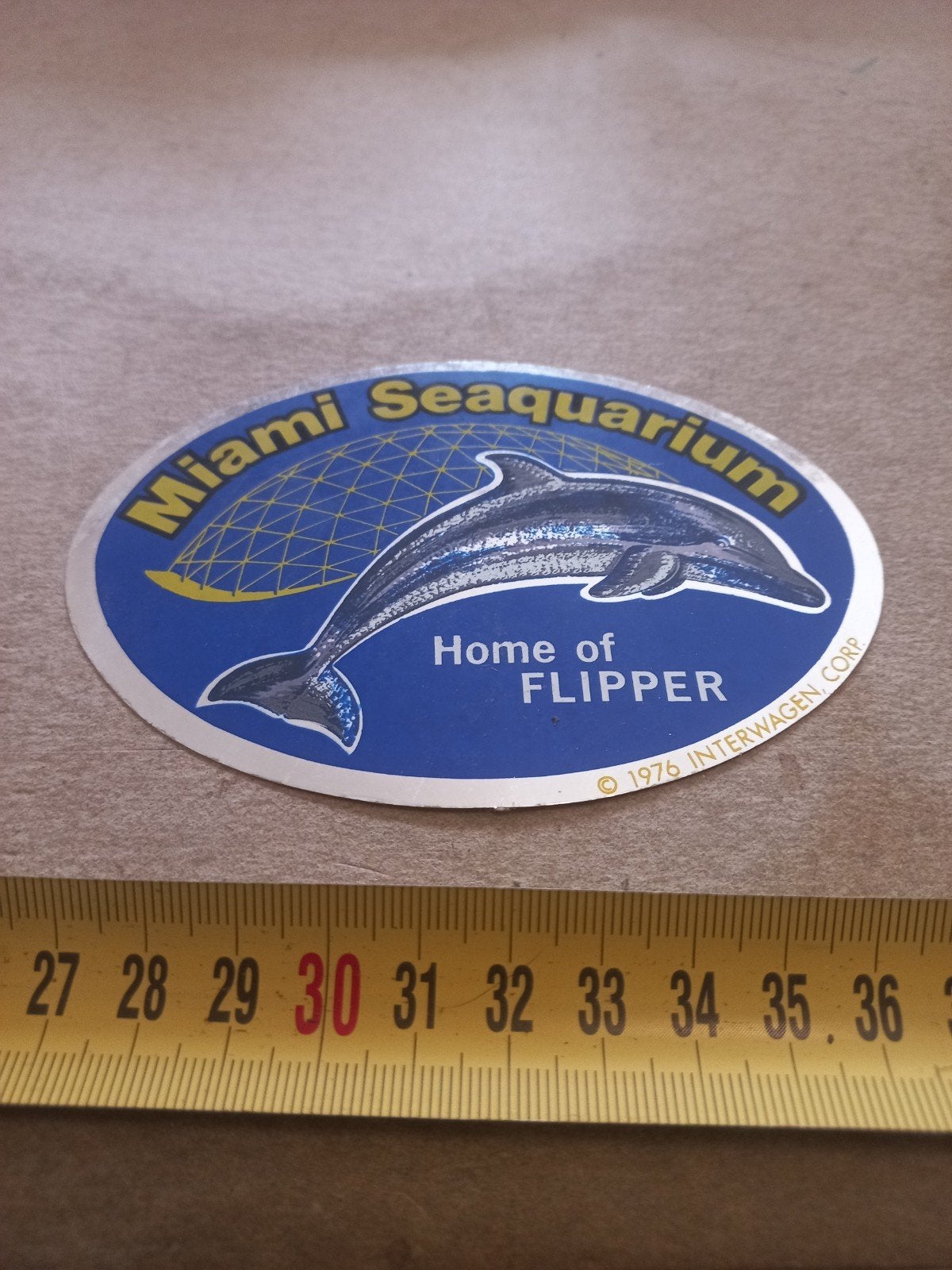 Vintage Miami Seaquarium Flipper sticker 1976, Ophalen of Verzenden