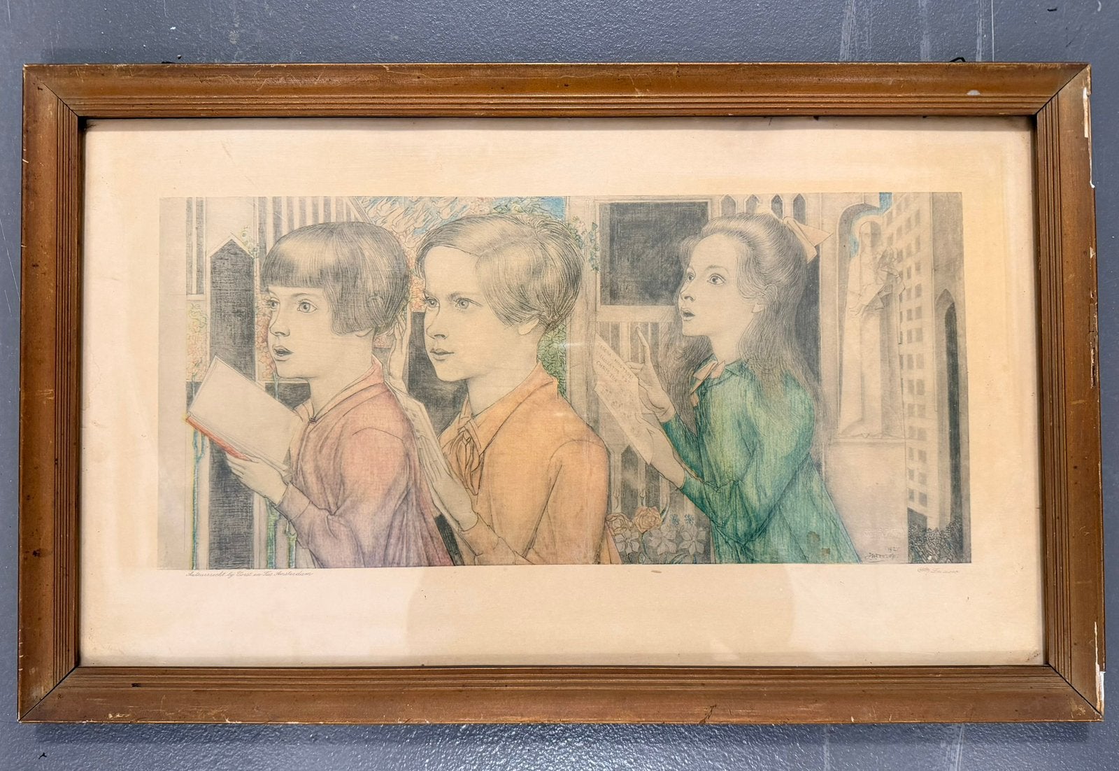 Jan Toorop 1858-1928 / Originele Lithografie Het Offer 1927, Gesigneerd in de plaat, Portret en Figuren, Ophalen of Verzenden